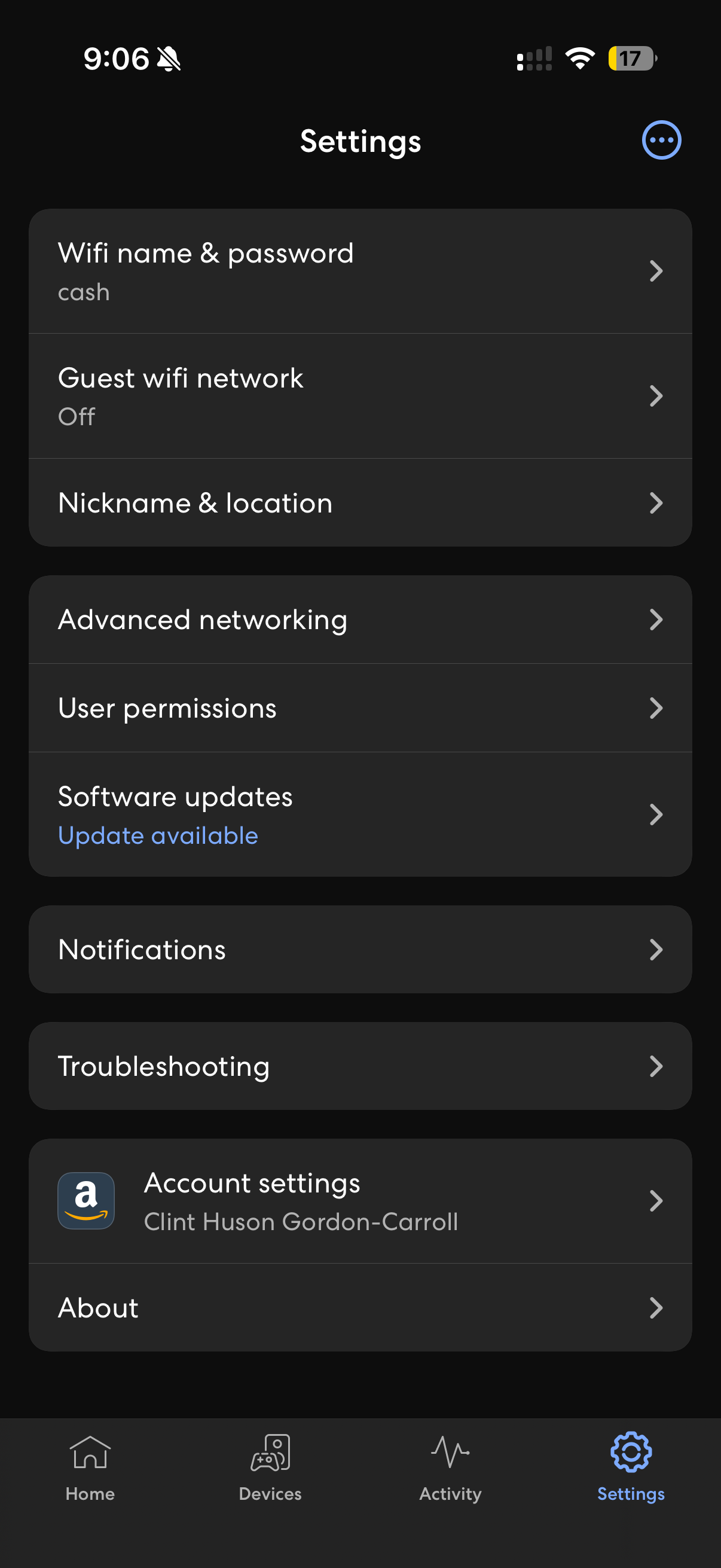Troubleshooting in eero Settings