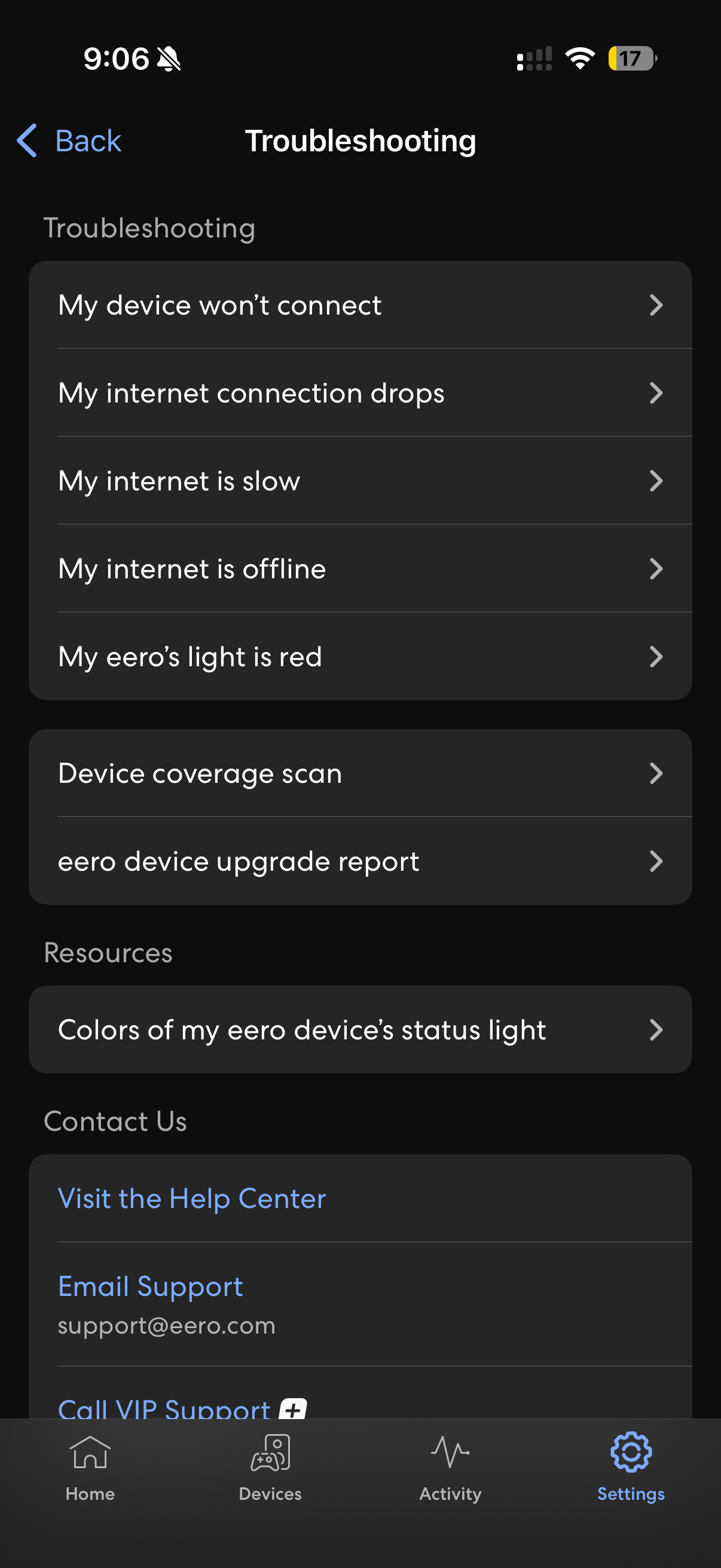 Choose “My device won’t connect”
