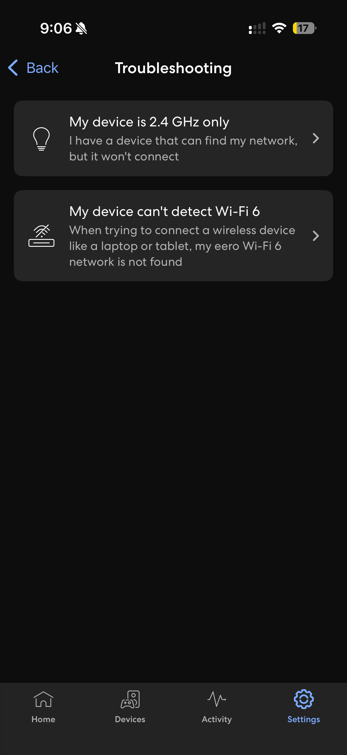 Choose “My device is 2.4 GHz only”