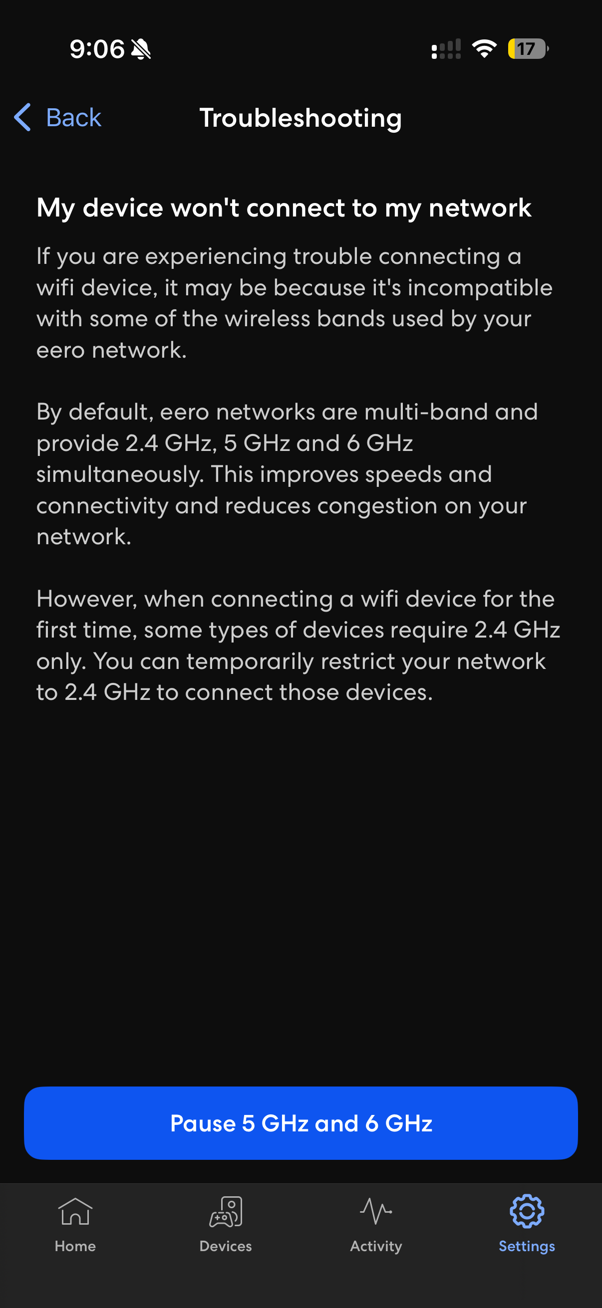 Pause 5 GHz and 6 GHz